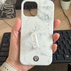 White and grey marble Loopy Case for iPhone 12